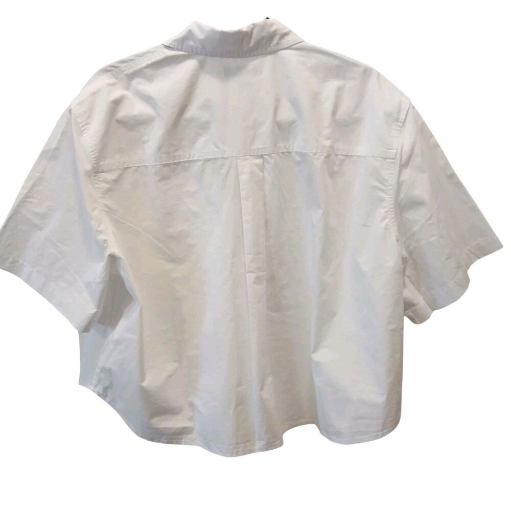 Madewell Women Medium White Straight Hem Top  Poplin Short Sleeve Cotton Relaxed - Picture 6 of 14